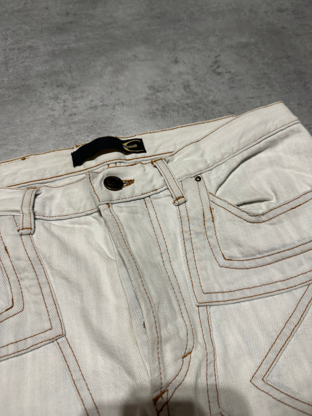 SS2004 Cavalli Geometrical Relaxed Triple White Pants (M) - 9