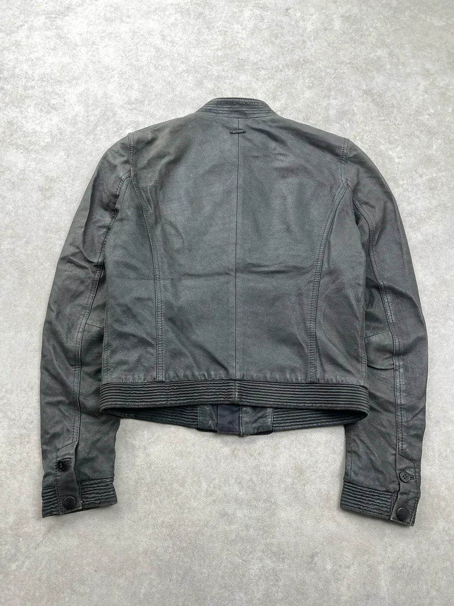 Diesel Napoleon Buttoned Black Leather Jacket oOBkdiXZ 4