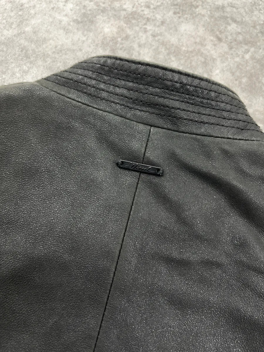 Diesel Napoleon Buttoned Black Leather Jacket oOBkdiXZ 9