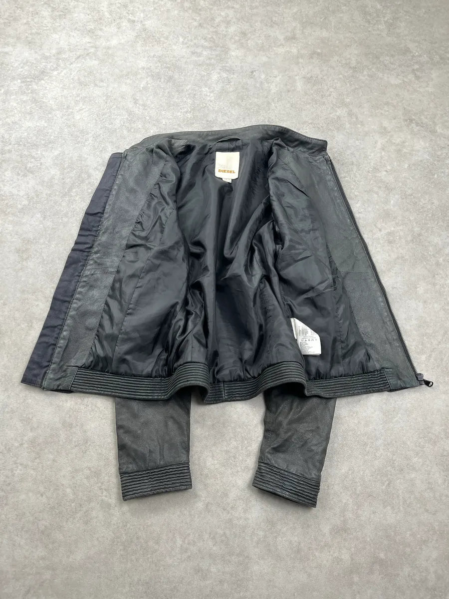 Diesel Napoleon Buttoned Black Leather Jacket oOBkdiXZ 5