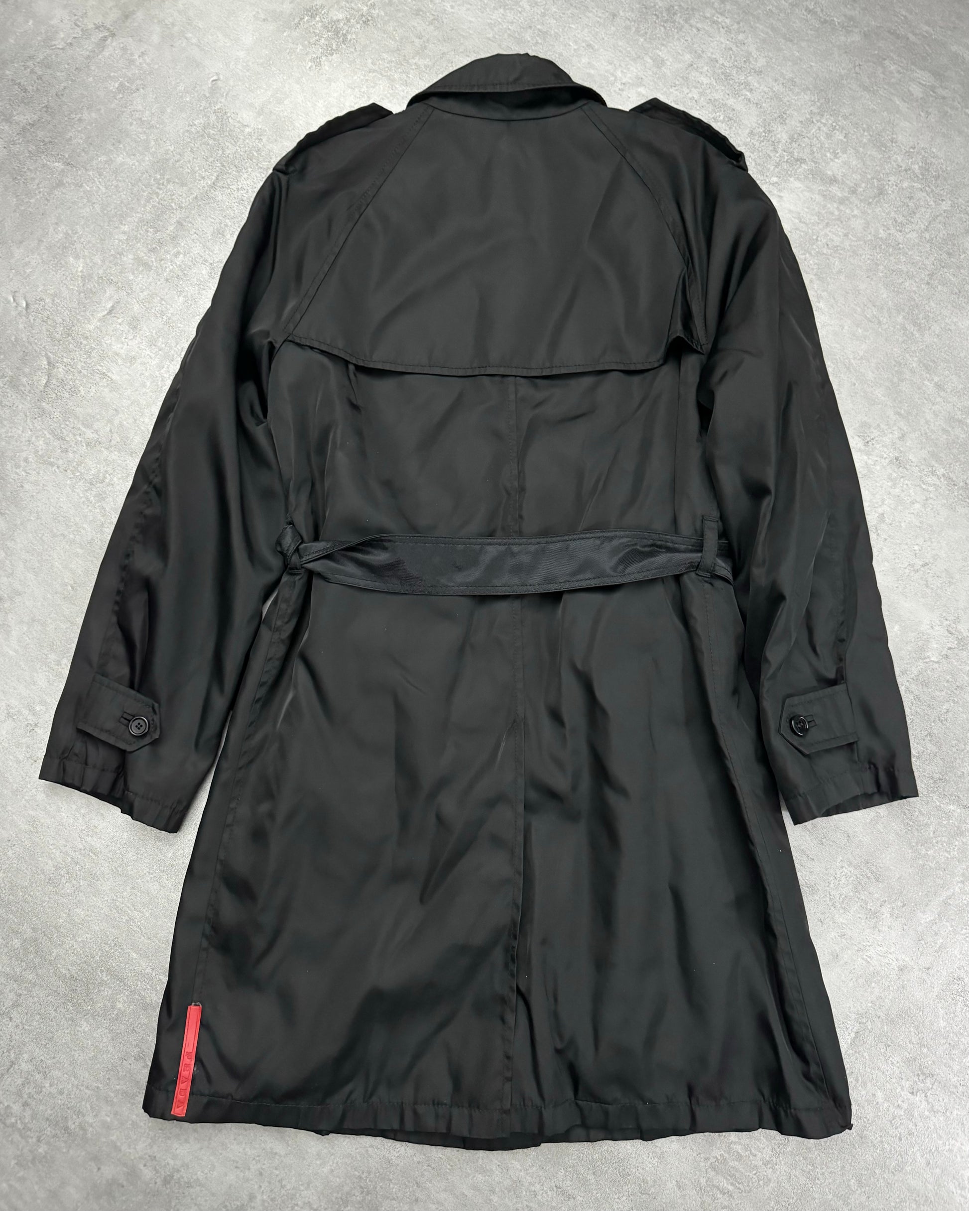 2000s Prada Black Trench Waterproof Nylon Jacket (XS) - 2