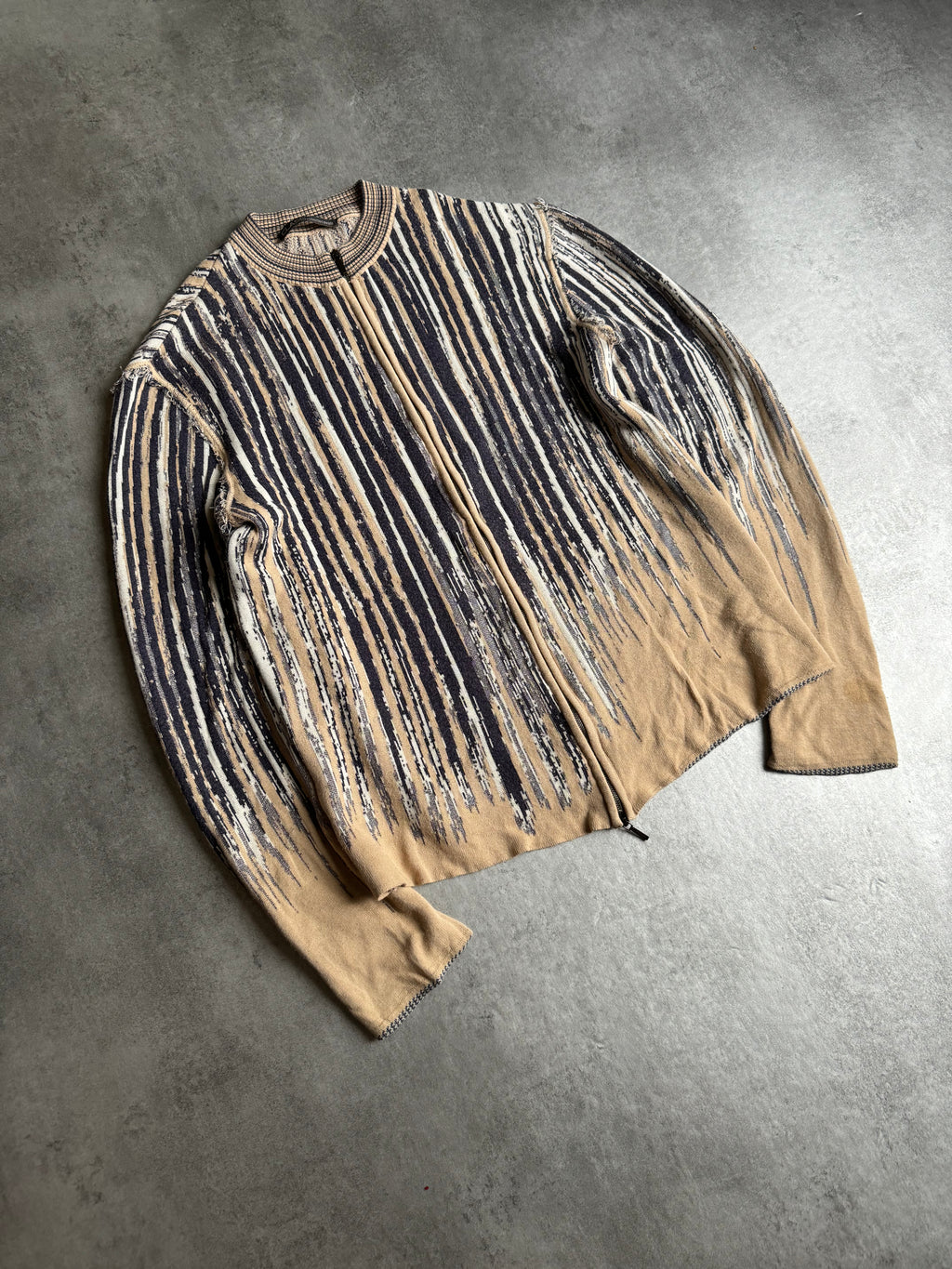 SS2002 Roberto Cavalli Contemporary Striped Zip-up Sweater. (M/L) - 9
