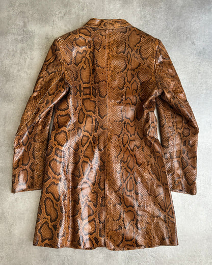 AW2002 Roberto Cavalli Python Leather Brown Scales Jacket (S) - 2