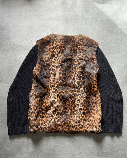 2000s Dries Van Noten Fur Zip Jaguar Leather Sweater (M) - 2