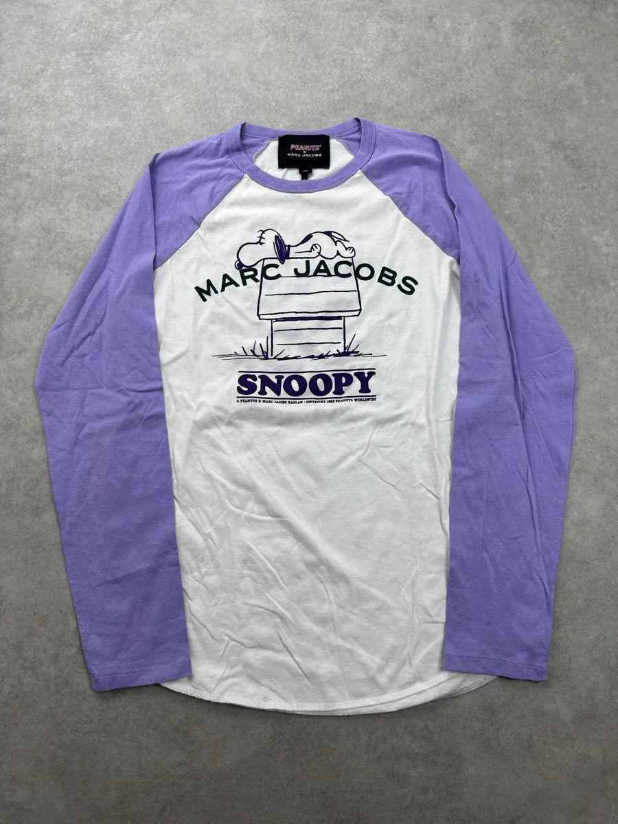 SS2021 Marc Jacobs X Peanuts White & Purple Snoopy Slogan Longsleeve oRdsYwmy 0