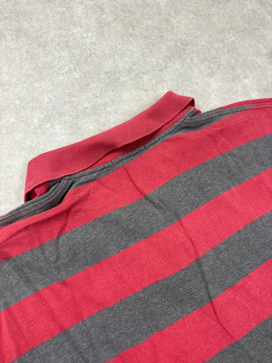 1980s Giorgio Armani Red & Grey Striped Polo oStURiNB 6