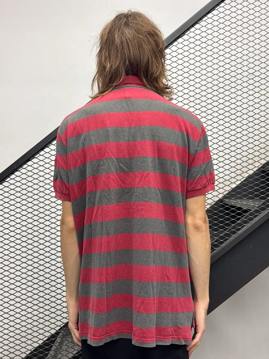 1980s Giorgio Armani Red & Grey Striped Polo oStURiNB 2
