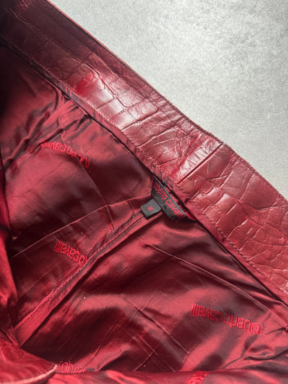 FW2000 Roberto Cavalli Red Crocodile Biker Leather Pants (M) - 6