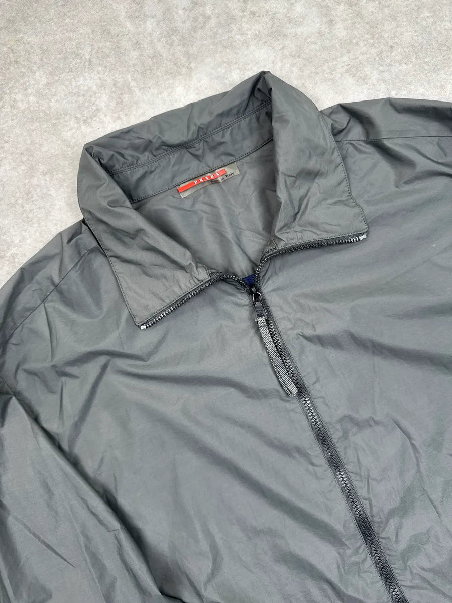 SS2000 Prada Dark Grey Zip-Up Mesh Lined Light Jacket oXPTAiYK 8