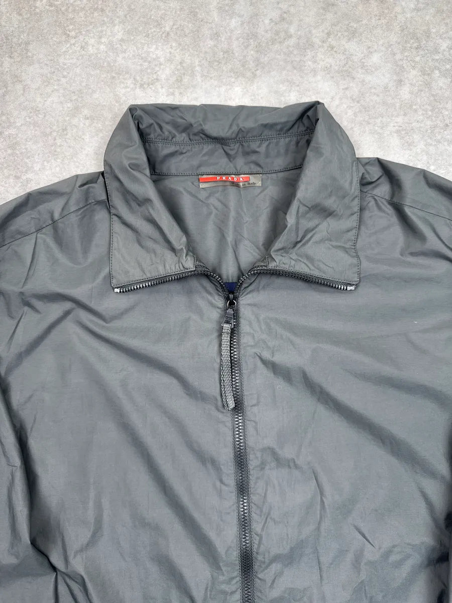 SS2000 Prada Dark Grey Zip-Up Mesh Lined Light Jacket oXPTAiYK 9