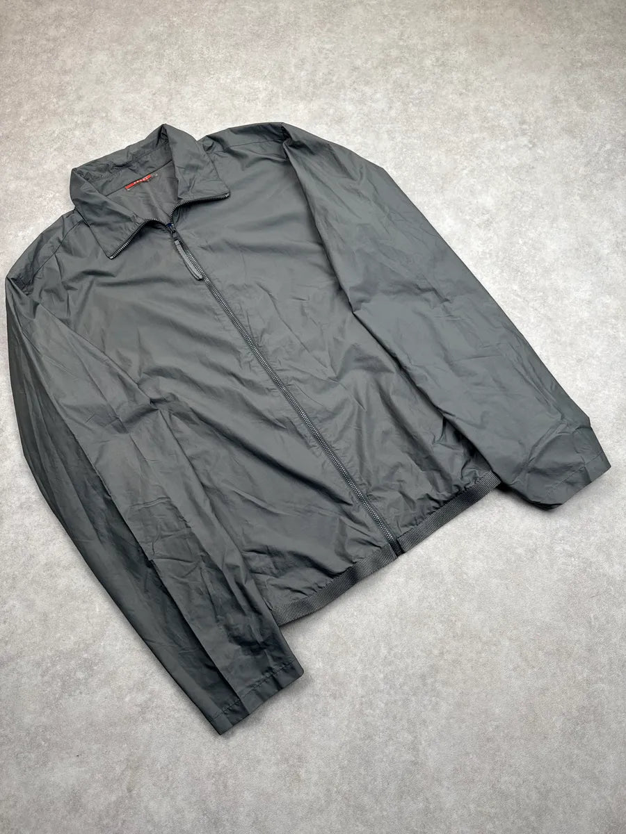SS2000 Prada Dark Grey Zip-Up Mesh Lined Light Jacket oXPTAiYK 3