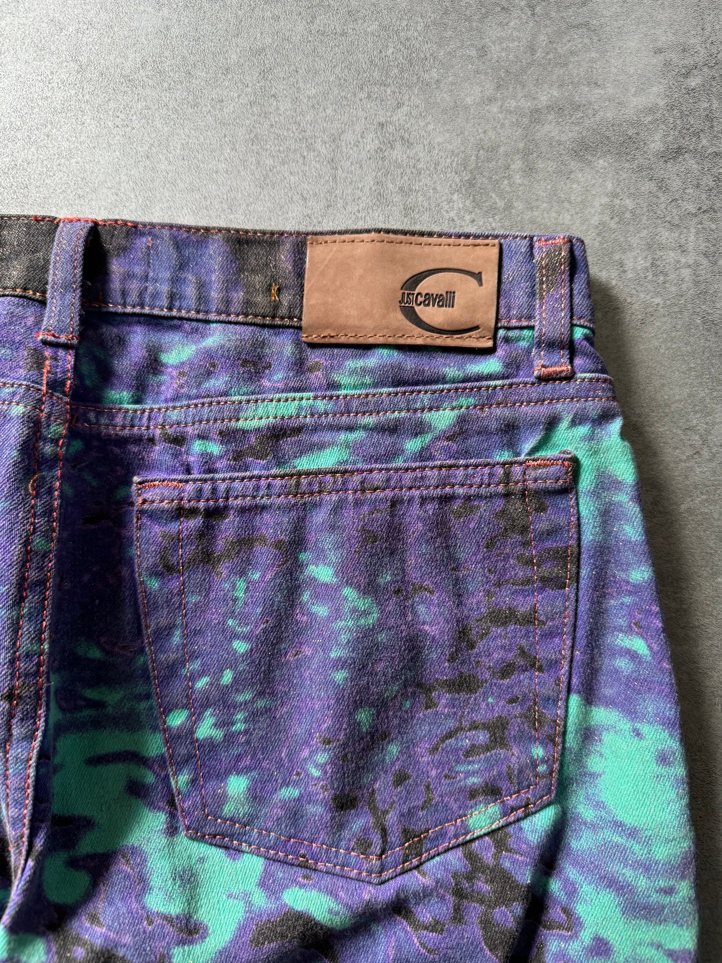 SS2002 Just Cavalli Hallucination purple Zebra Design Jeans (S) - 3