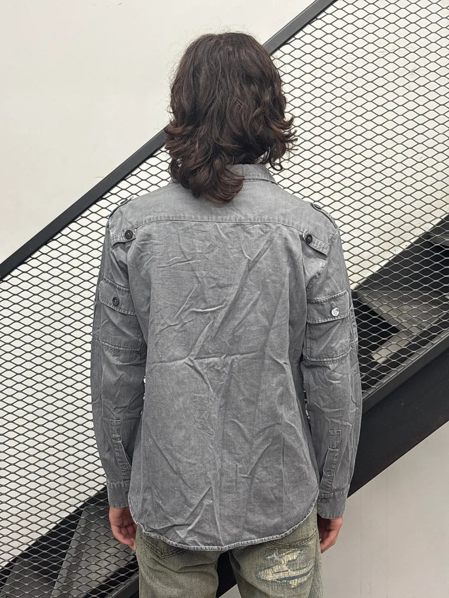 2000s Alexander McQueen Grey Utility Cargo Washed Shirt oXWhhYLX 2