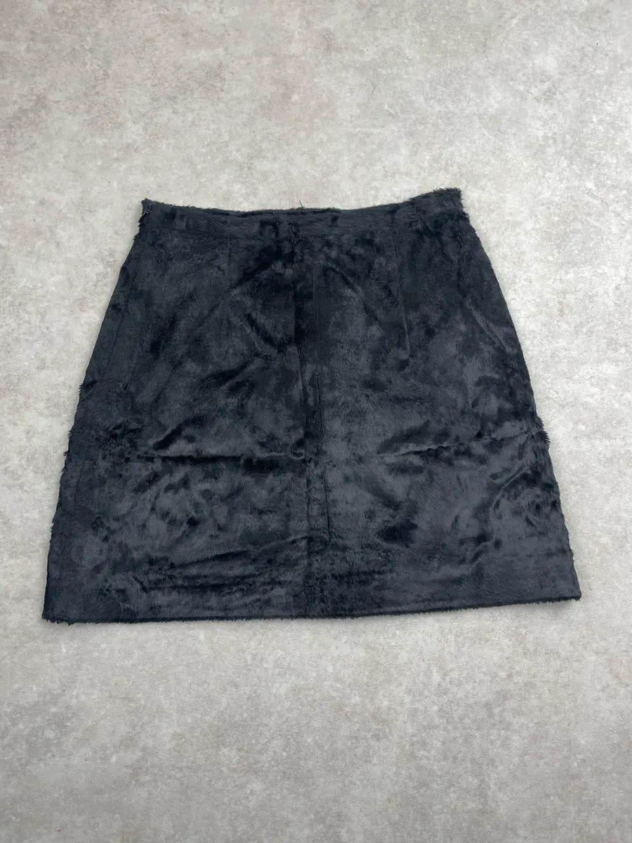 2000s Dolce & Gabbana Black Faux Fur Skirt obQZFGHh 0