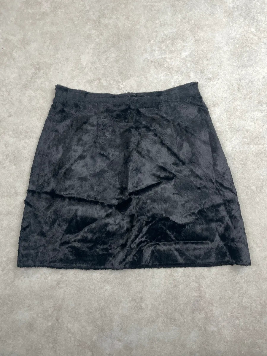 2000s Dolce & Gabbana Black Faux Fur Skirt obQZFGHh 4
