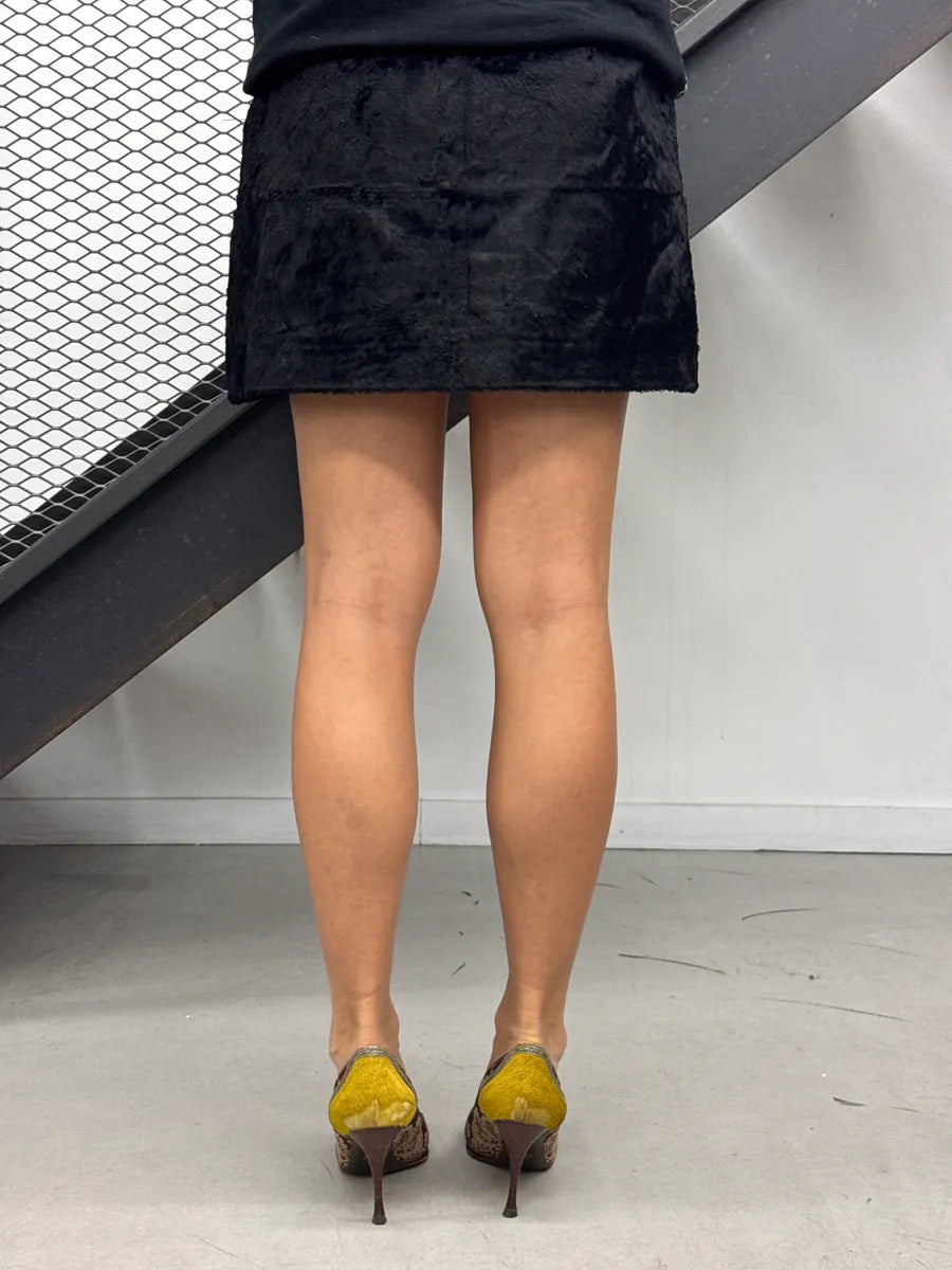 2000s Dolce & Gabbana Black Faux Fur Skirt obQZFGHh 3
