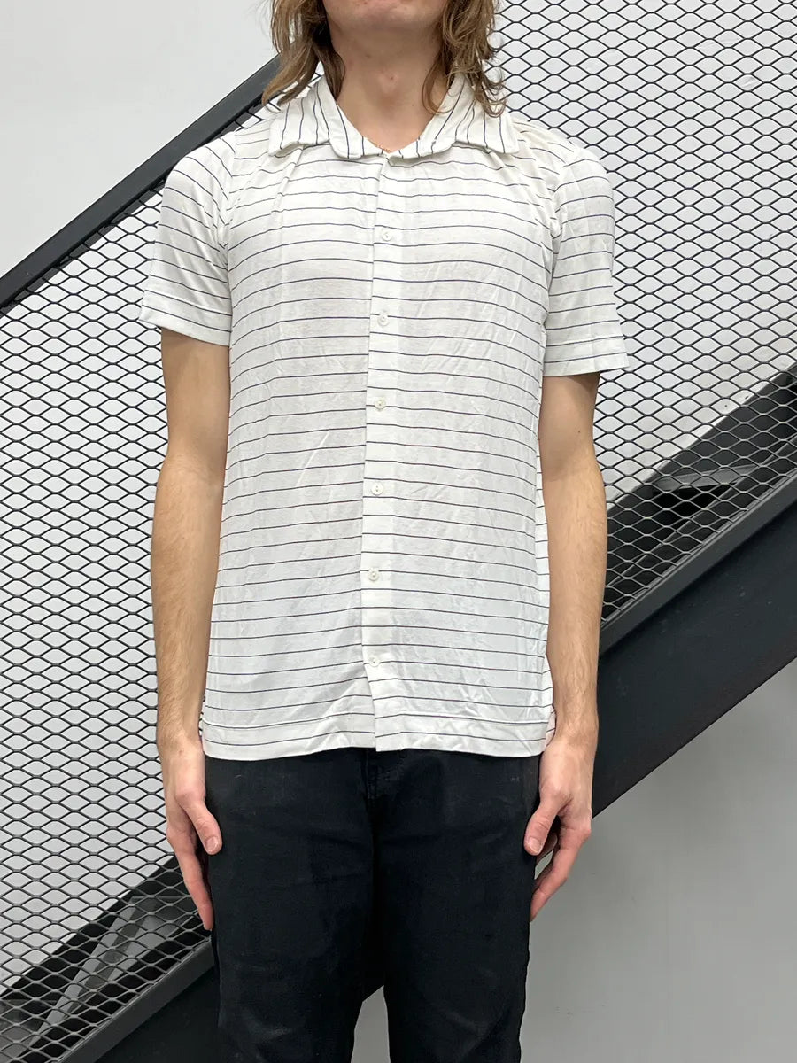SS1999 Dolce & Gabbana White Horizontal Stripe Button Front Shirt obmjLtqI 1