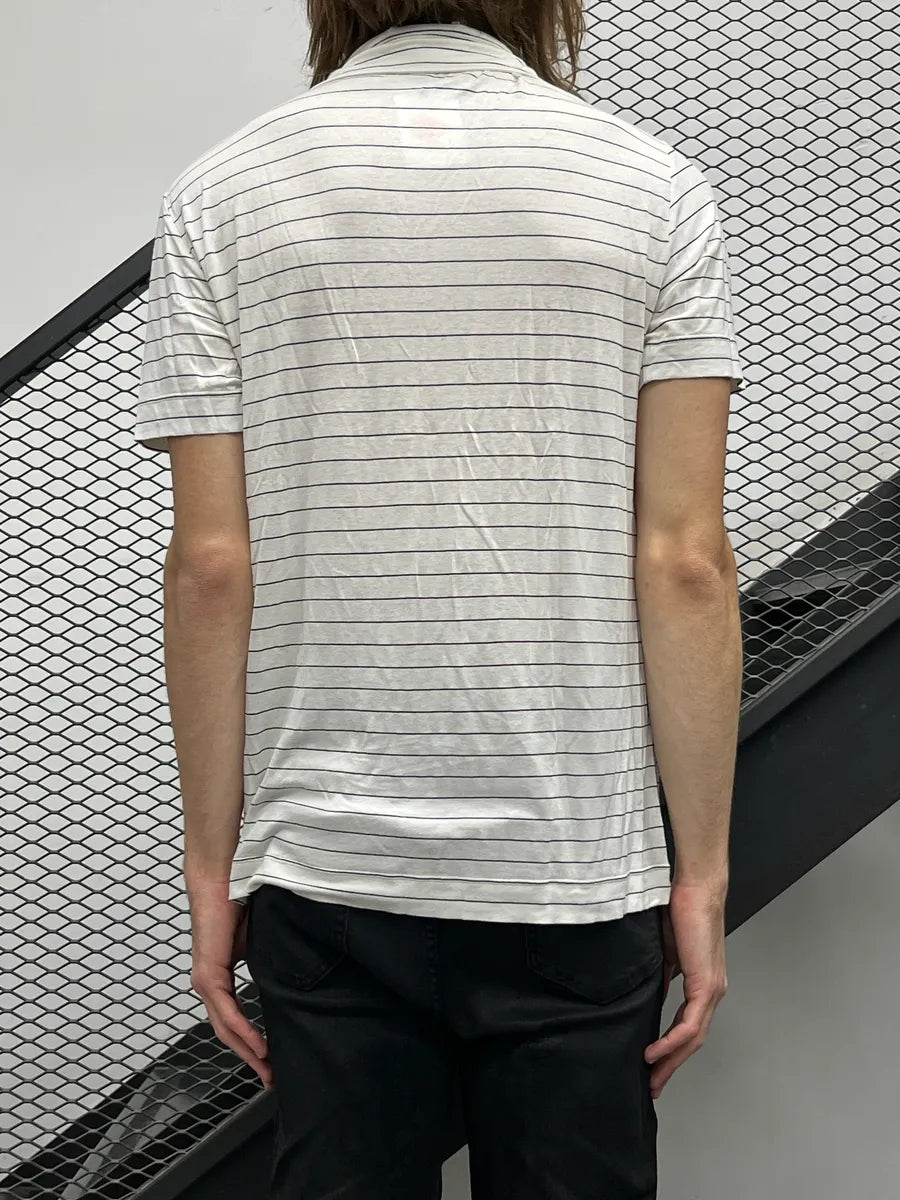 SS1999 Dolce & Gabbana White Horizontal Stripe Button Front Shirt obmjLtqI 2