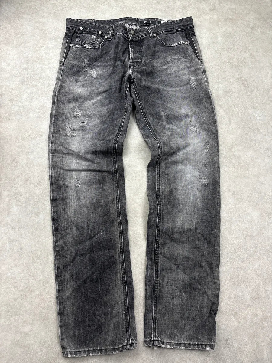 FW2014 Cavalli Black Faded Distressed Jeans obxusgBA 3