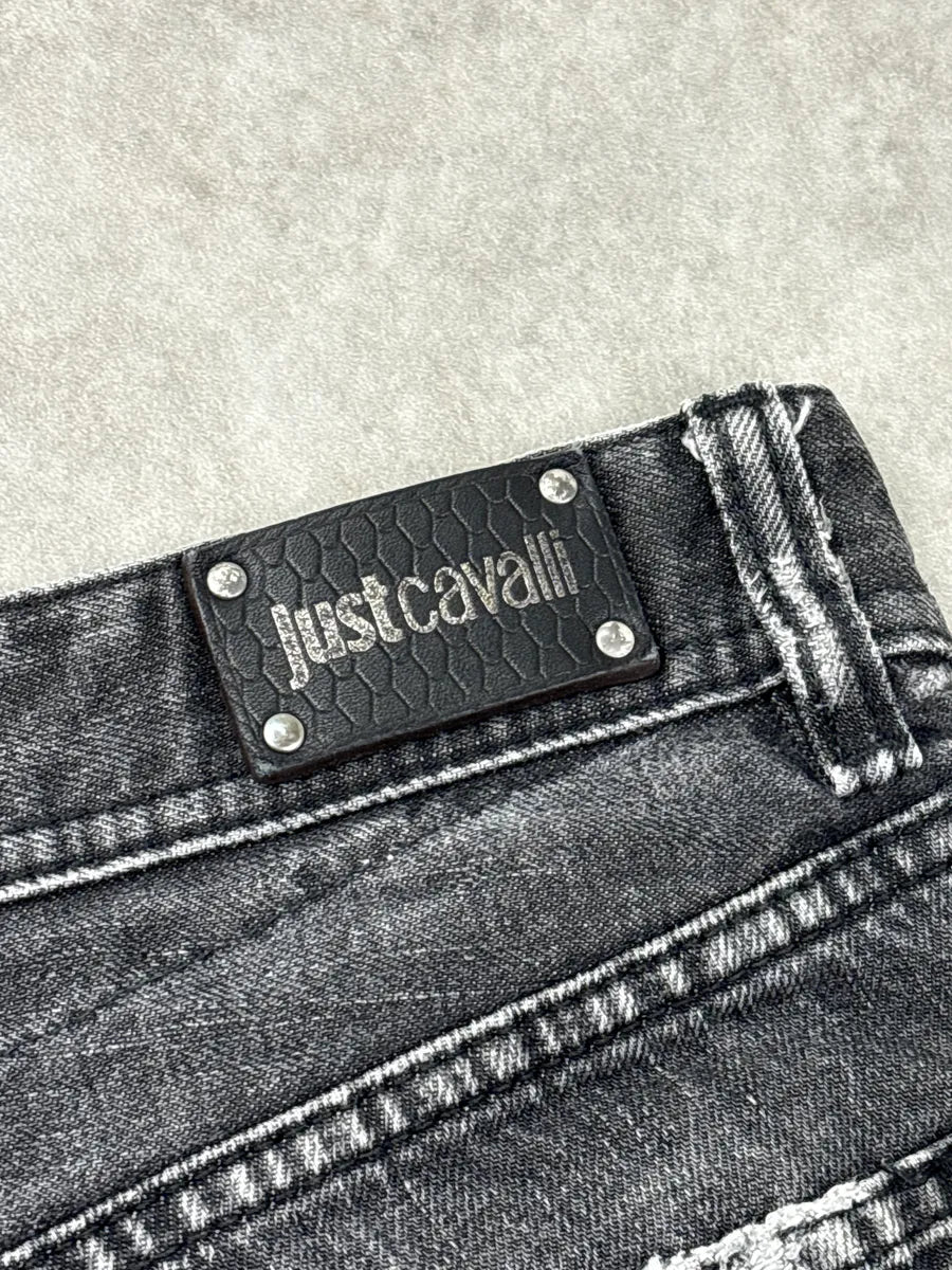 FW2014 Cavalli Black Faded Distressed Jeans obxusgBA 12