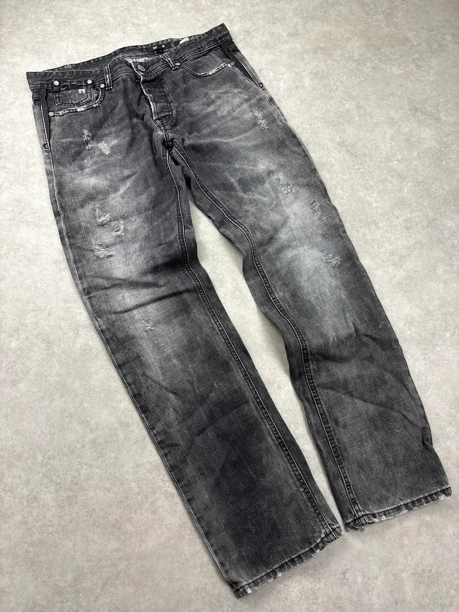 FW2014 Cavalli Black Faded Distressed Jeans obxusgBA 4