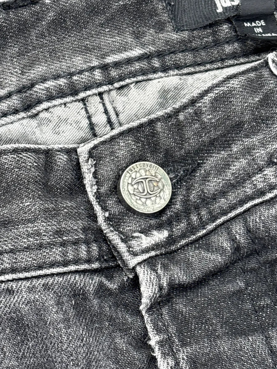 FW2014 Cavalli Black Faded Distressed Jeans obxusgBA 10