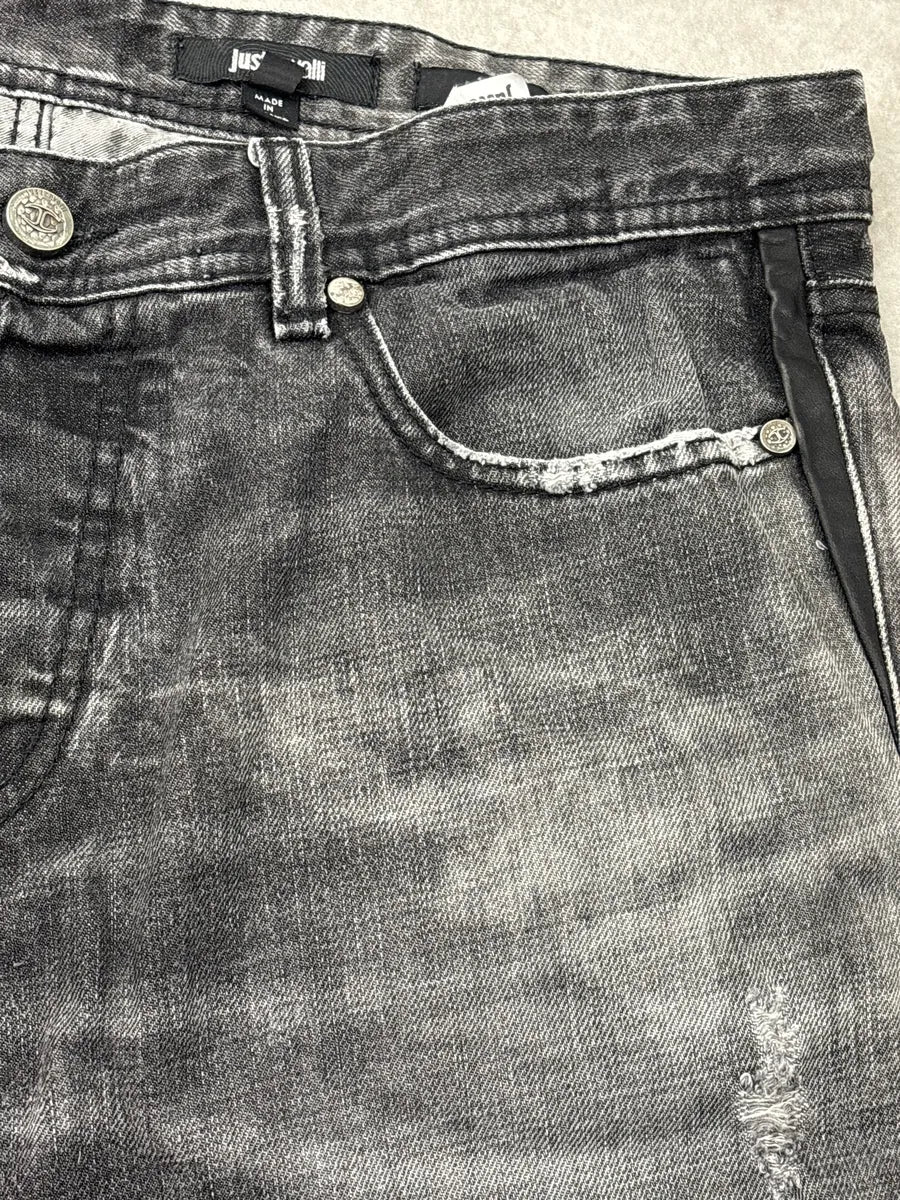 FW2014 Cavalli Black Faded Distressed Jeans obxusgBA 11