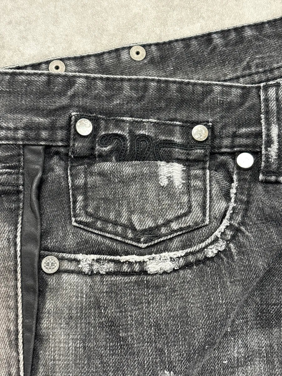 FW2014 Cavalli Black Faded Distressed Jeans obxusgBA 9