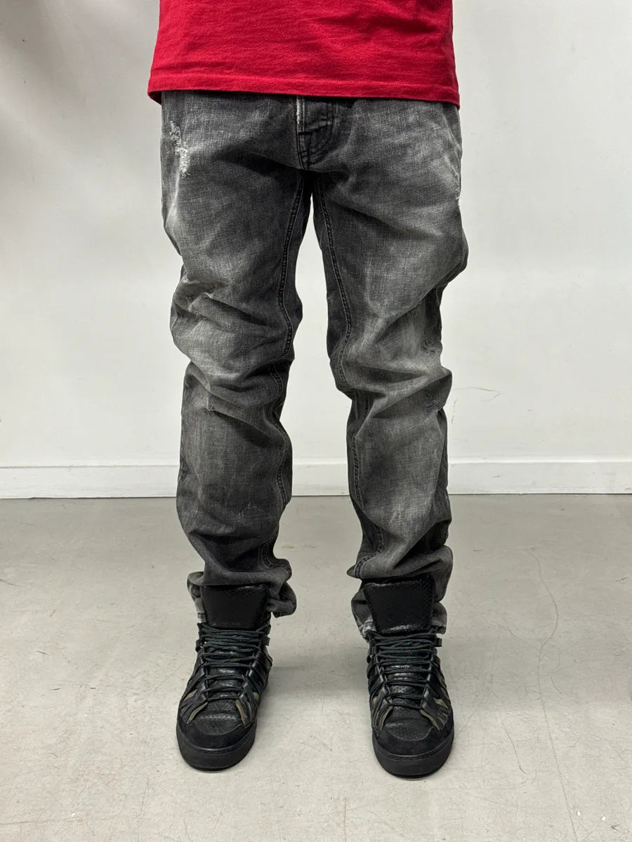 FW2014 Cavalli Black Faded Distressed Jeans obxusgBA 0