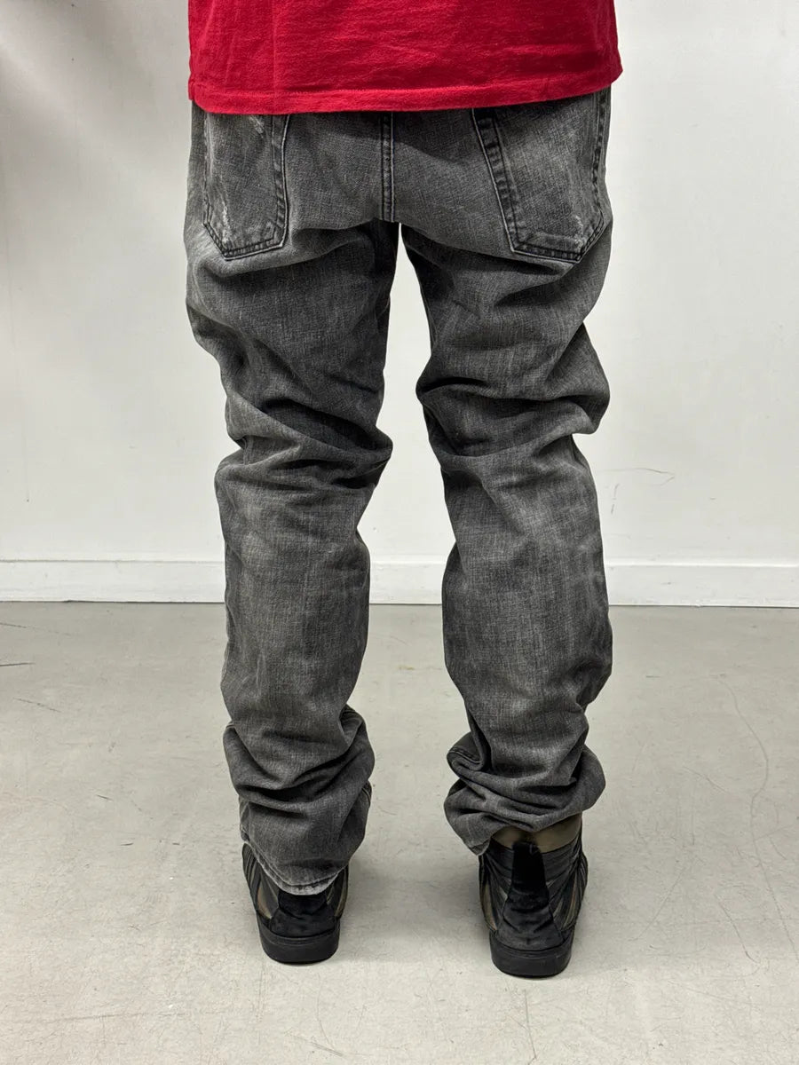 FW2014 Cavalli Black Faded Distressed Jeans obxusgBA 2