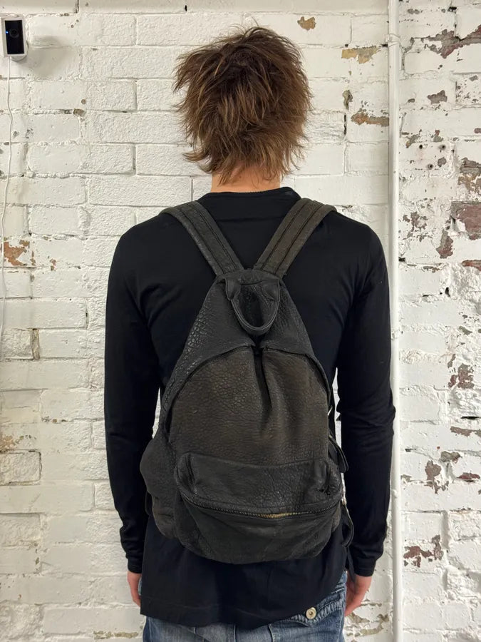 Officine Creative Black Grained Leather Faded Backpack eKSUBXw 1