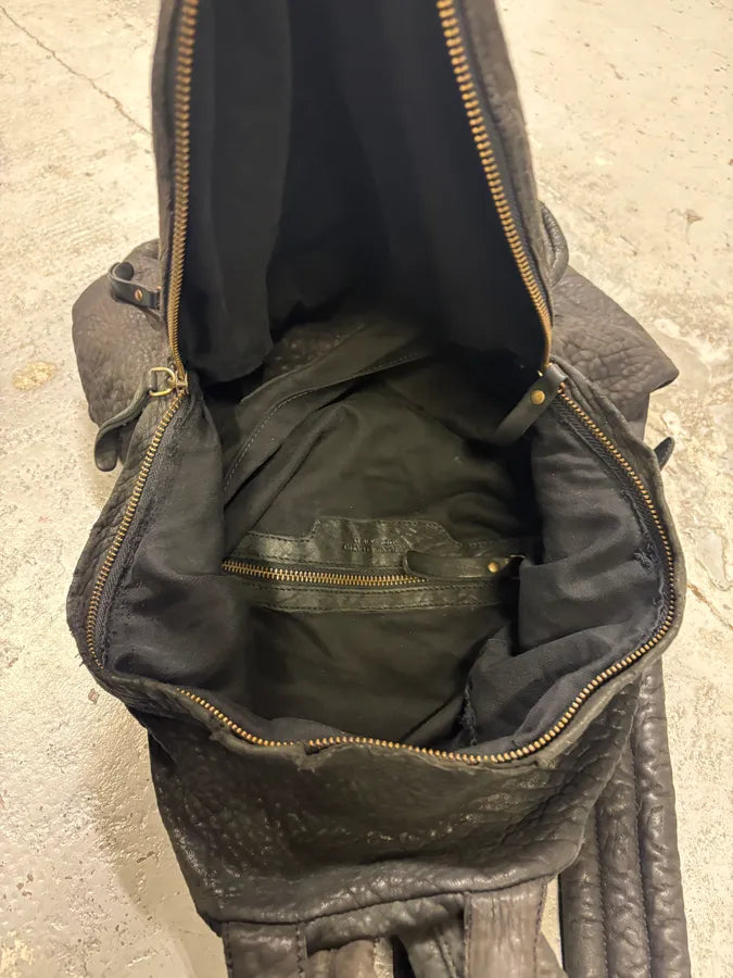Officine Creative Black Grained Leather Faded Backpack eKSUBXw 9