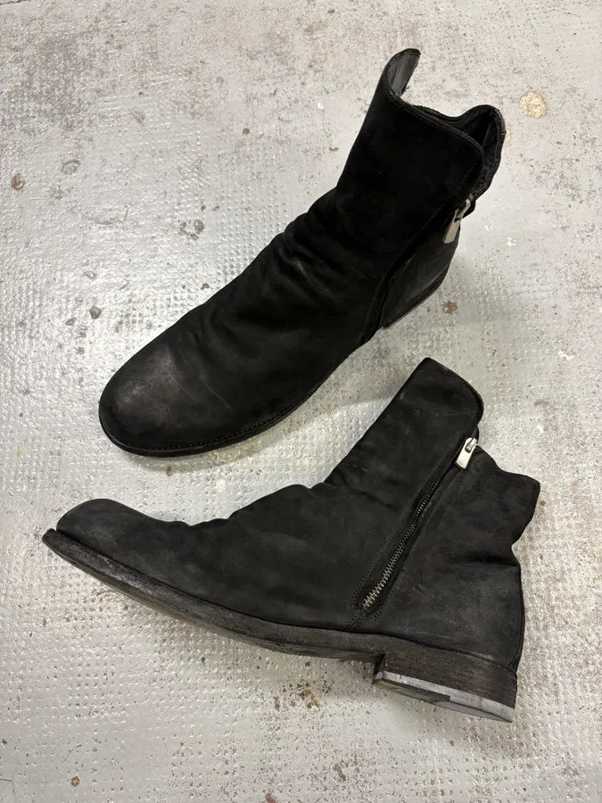 Officine Creative Black Eroded Leather Side-Zip Chelsea Boots WyhMemi 4