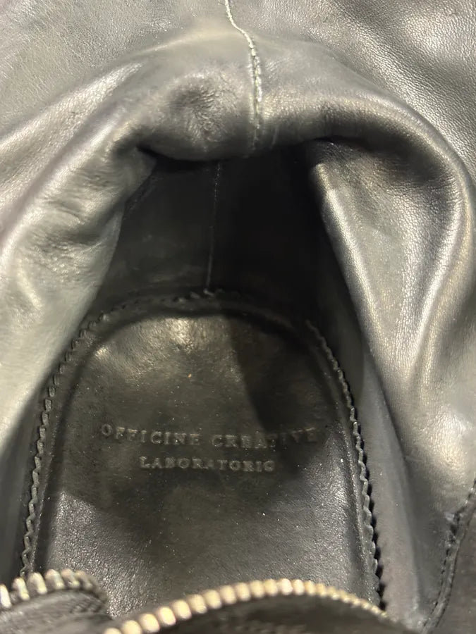 Officine Creative Black Eroded Leather Side-Zip Chelsea Boots WyhMemi 9