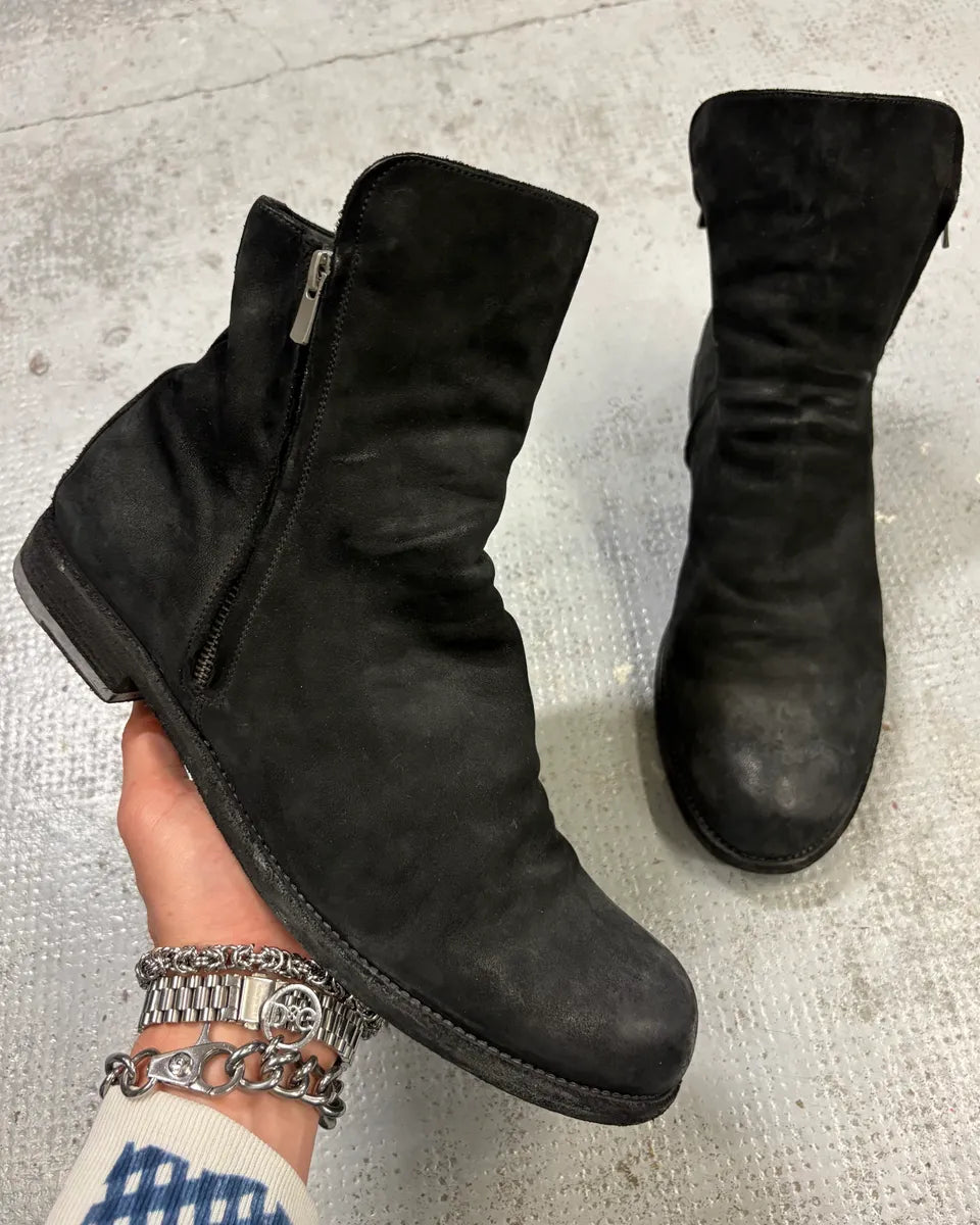 Officine Creative Black Eroded Leather Side-Zip Chelsea Boots WyhMemi 0