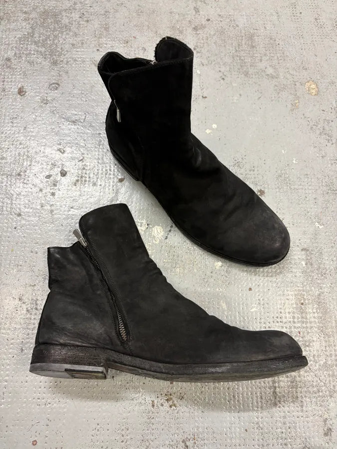 Officine Creative Black Eroded Leather Side-Zip Chelsea Boots WyhMemi 5