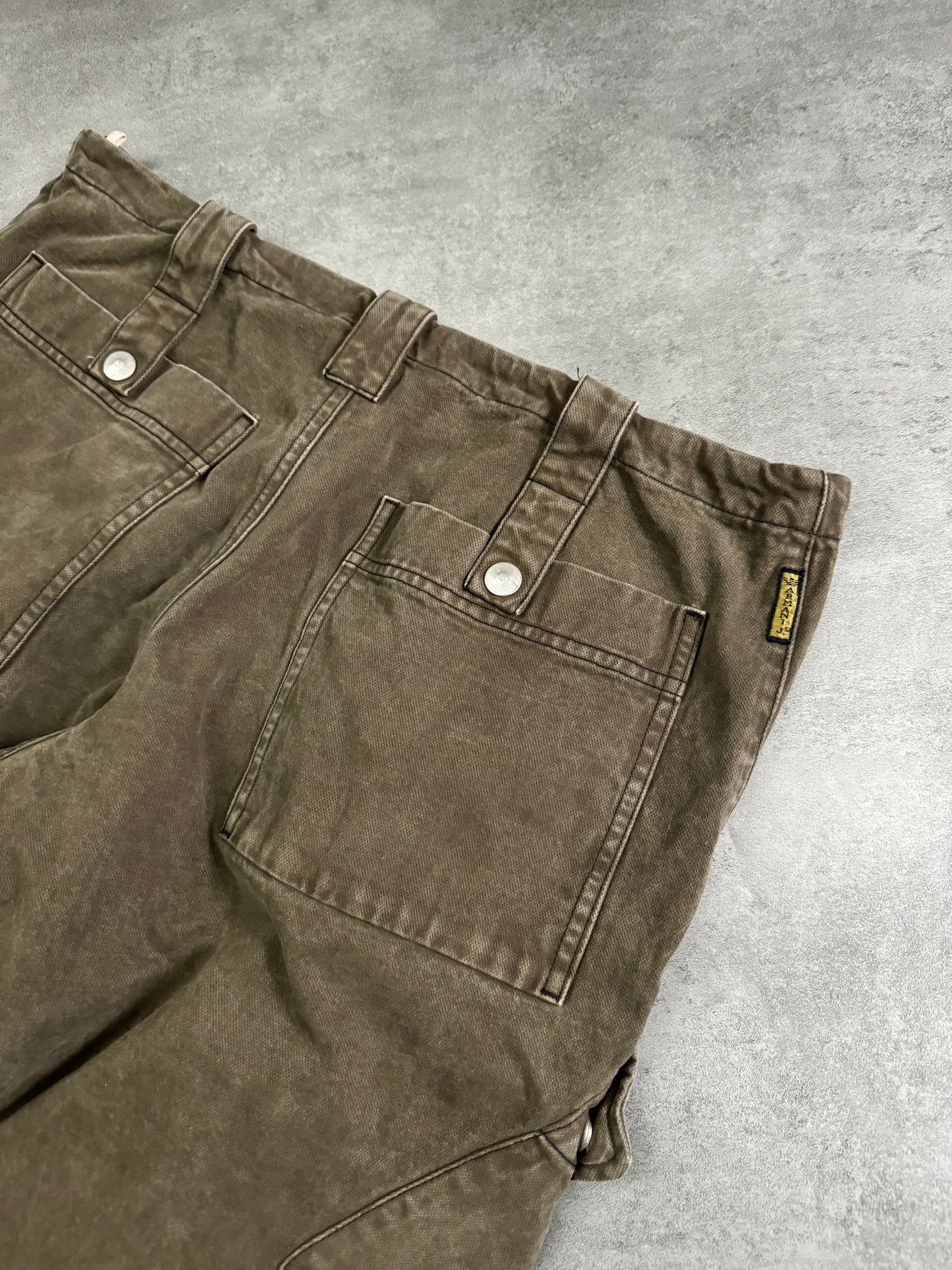 2000s Armani Olive Cargo Wide Pants  (L) - 5