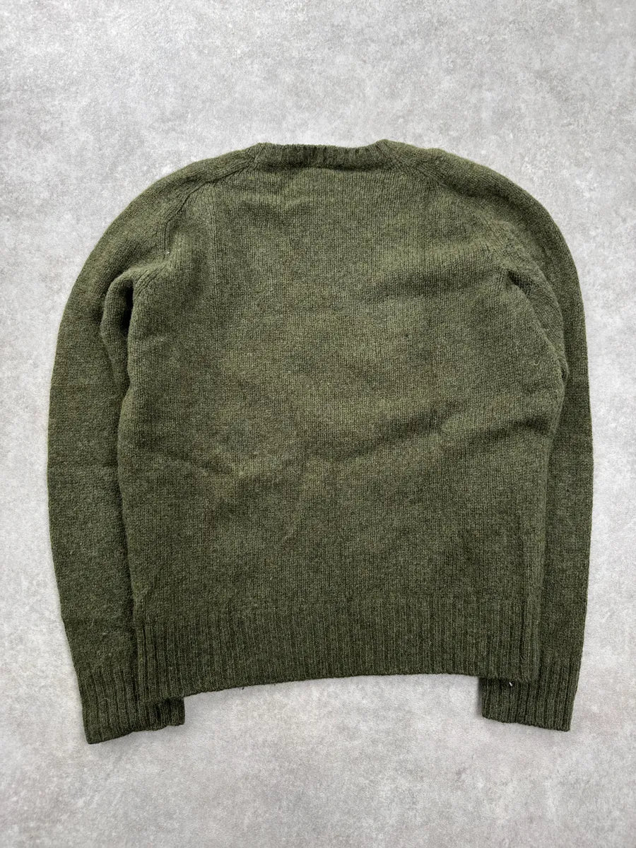 2000s Prada Olive Wool Textured Knit Crewneck Sweater oiMQsfvb 4