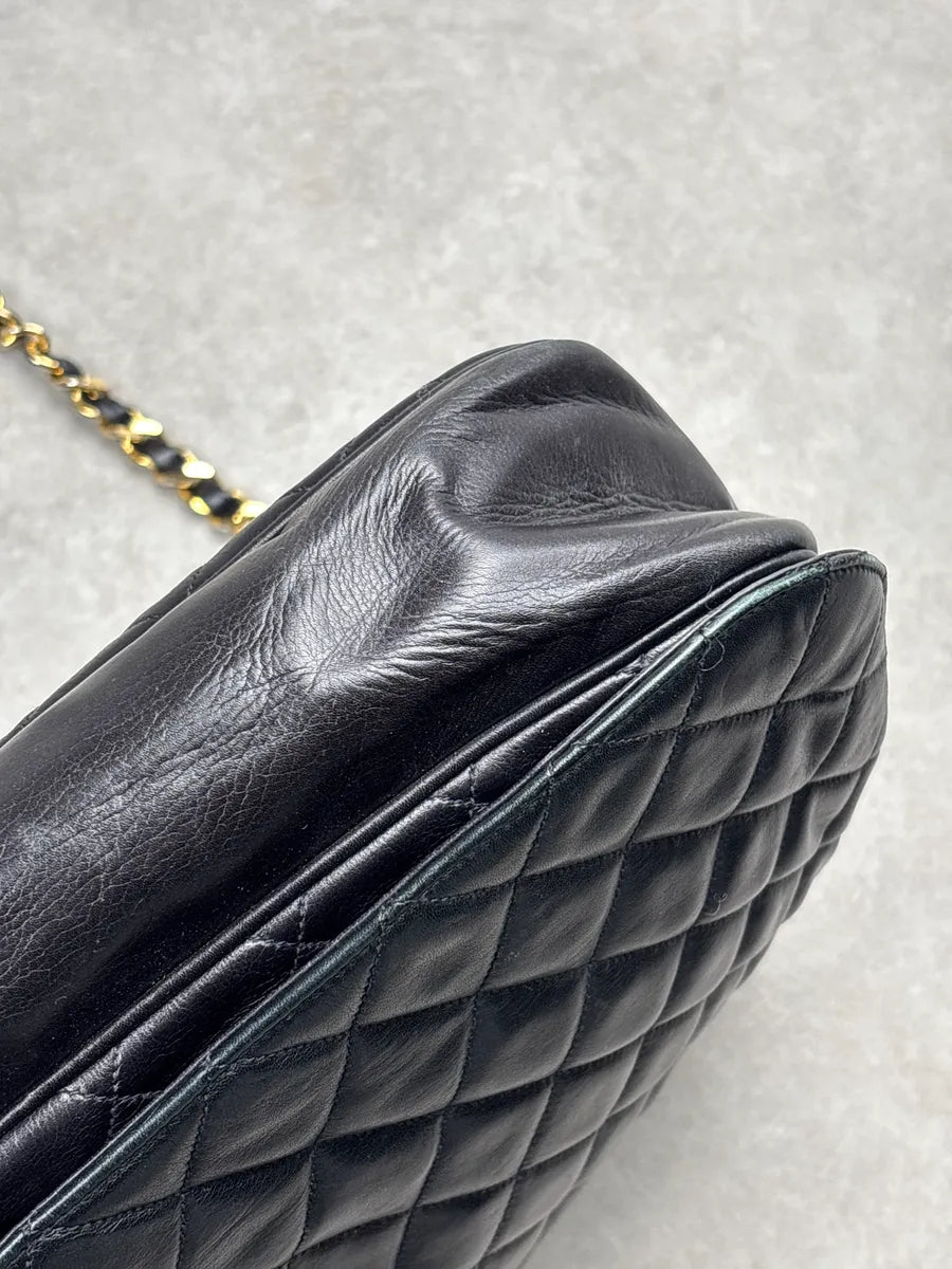 1990s Chanel Black Leather Quilted Chain Strap Shoulder Bag oqCQaQtg 17