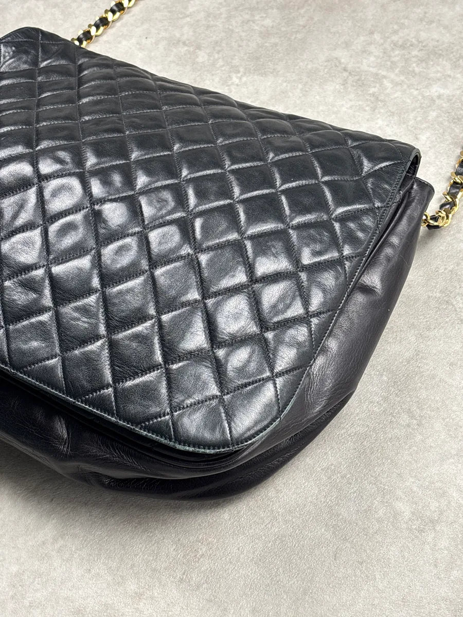 1990s Chanel Black Leather Quilted Chain Strap Shoulder Bag oqCQaQtg 7