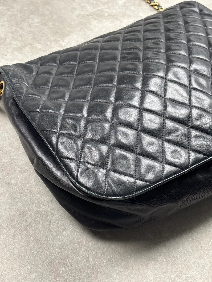 1990s Chanel Black Leather Quilted Chain Strap Shoulder Bag oqCQaQtg 8