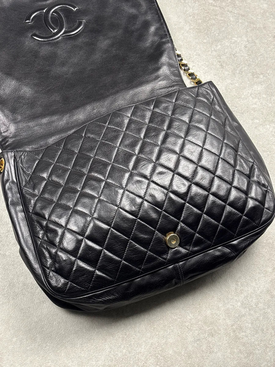 1990s Chanel Black Leather Quilted Chain Strap Shoulder Bag oqCQaQtg 11