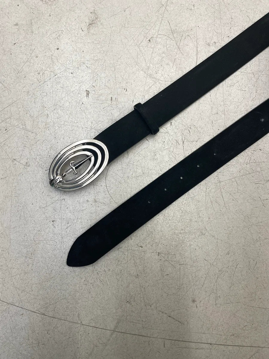 Cesare Paciotti Black Leather Dagger Logo Belt orLMFuis 2