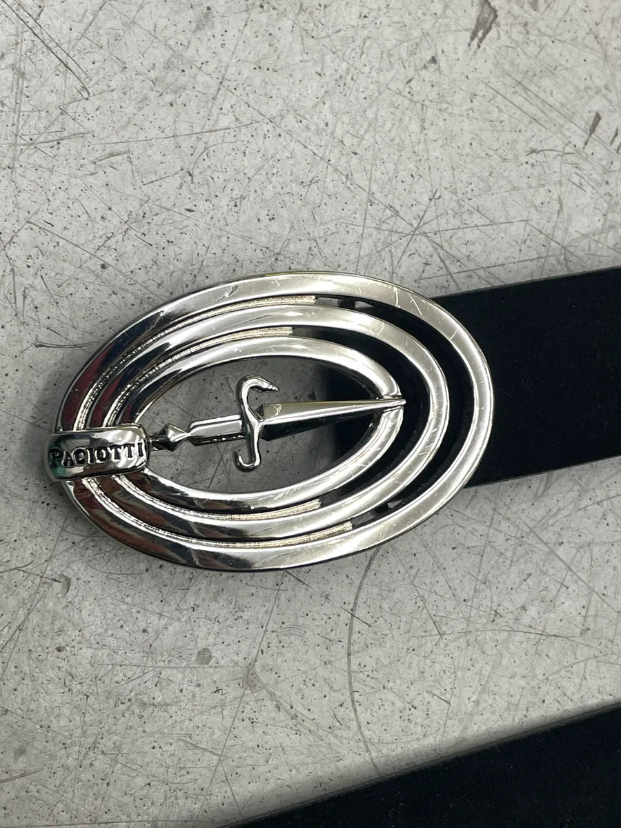 Cesare Paciotti Black Leather Dagger Logo Belt orLMFuis 4