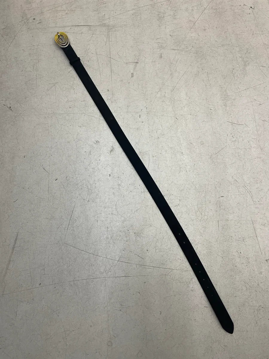 Cesare Paciotti Black Leather Dagger Logo Belt orLMFuis 1