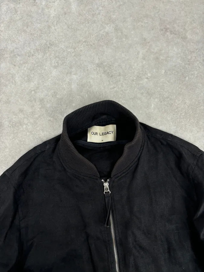 SS2014 Our Legacy Black Linen Tone-on-Tone Camo Bomber Jacket xVwdwjq 3