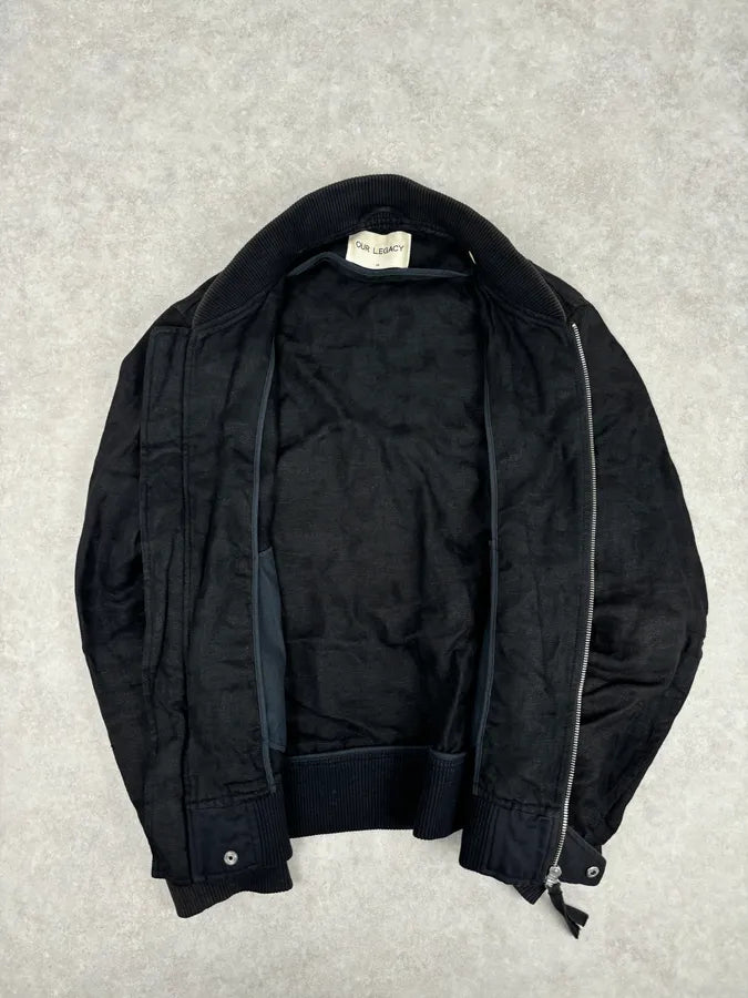 SS2014 Our Legacy Black Linen Tone-on-Tone Camo Bomber Jacket xVwdwjq 6