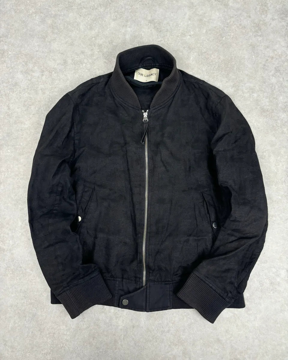 SS2014 Our Legacy Black Linen Tone-on-Tone Camo Bomber Jacket xVwdwjq 0