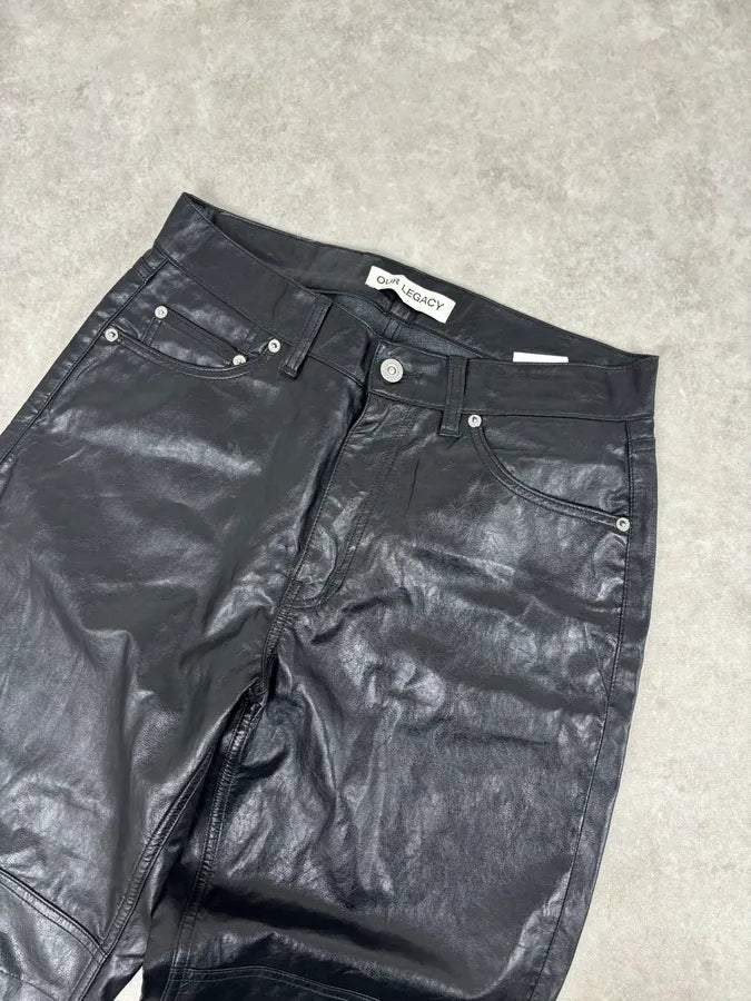 Our Legacy Black Faux Leather Formal Moto Cut Pants wYPhlSQ 4