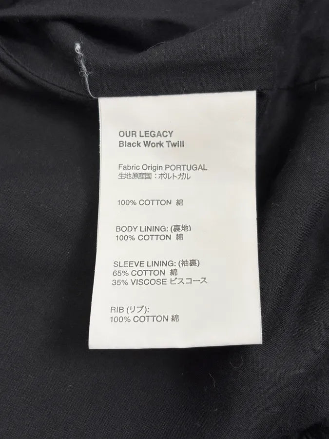 Our Legacy Black Work Twill Classy Zip-up Worker Jacket fJUGaLn 10